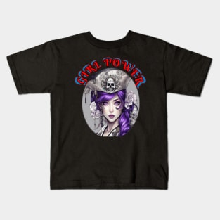 Girl power, purple Asian pirate Kids T-Shirt